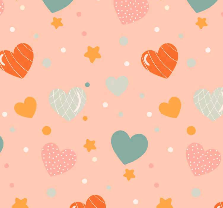 Nursery roller blind with hearts and stars pattern - TenStickers