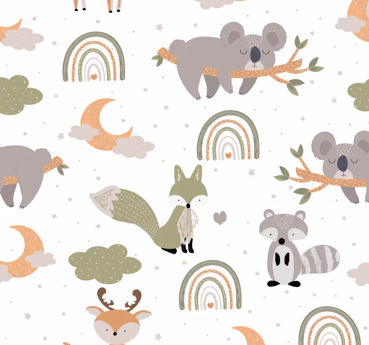 Nursery roller blind with scandinavian animal design - TenStickers