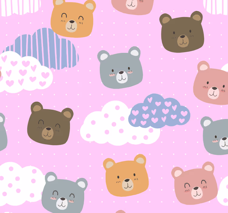 Nursery roller blind minimalistic bear smile pink - TenStickers