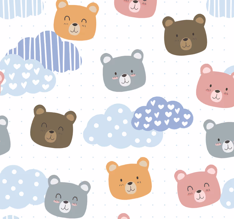 Nursery roller blind minimalistic bear smile white - TenStickers