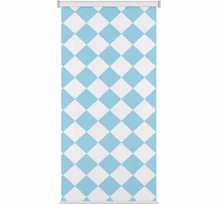 Hallway blind with blue and white squared design - TenStickers