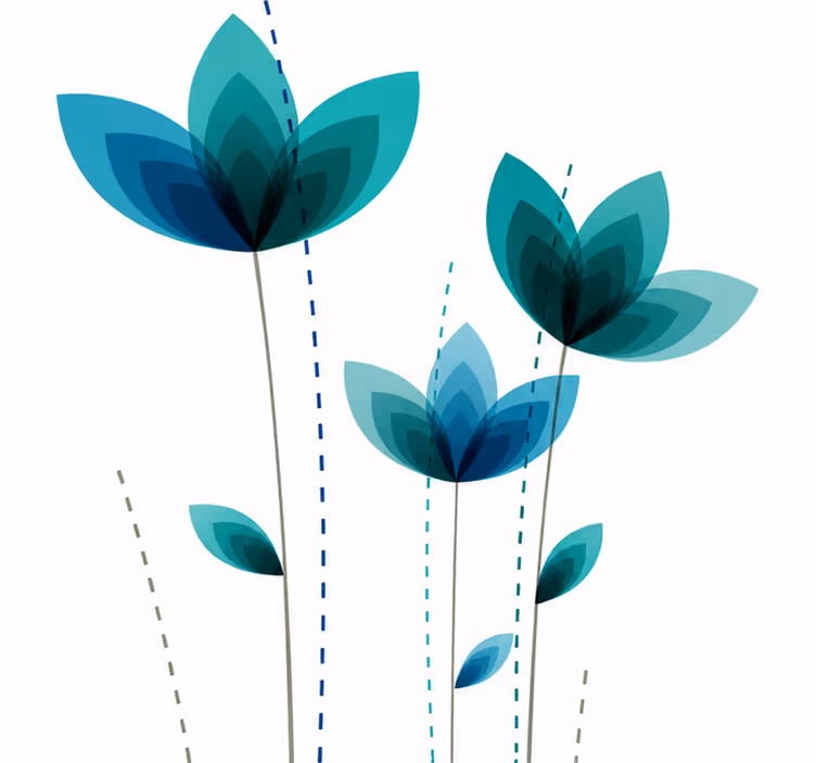 Turquoise blind with triple flowers design - TenStickers