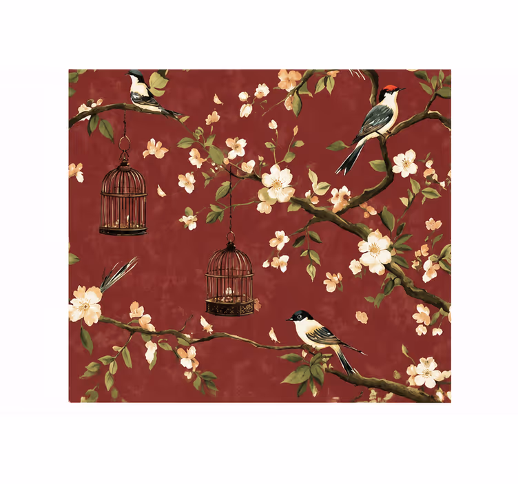 Red blind with burgundy chinois design - TenStickers