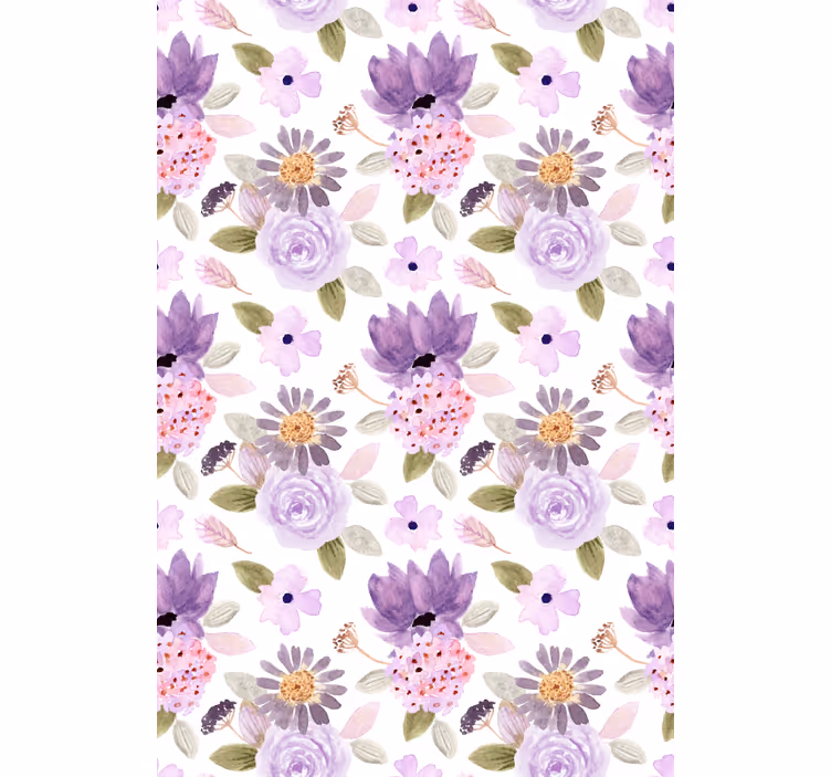 Purple Blooms Pattern floral roller blind - TenStickers