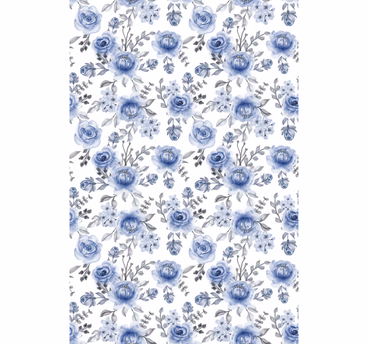 Blue Floral Pattern floral roller blind - TenStickers