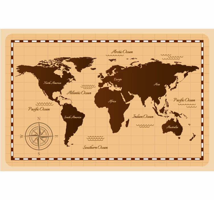 Vintage Exploration world map roller blind - TenStickers