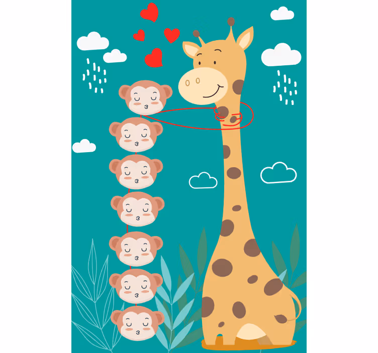 Giraffe Monkey Love animals blind - TenStickers
