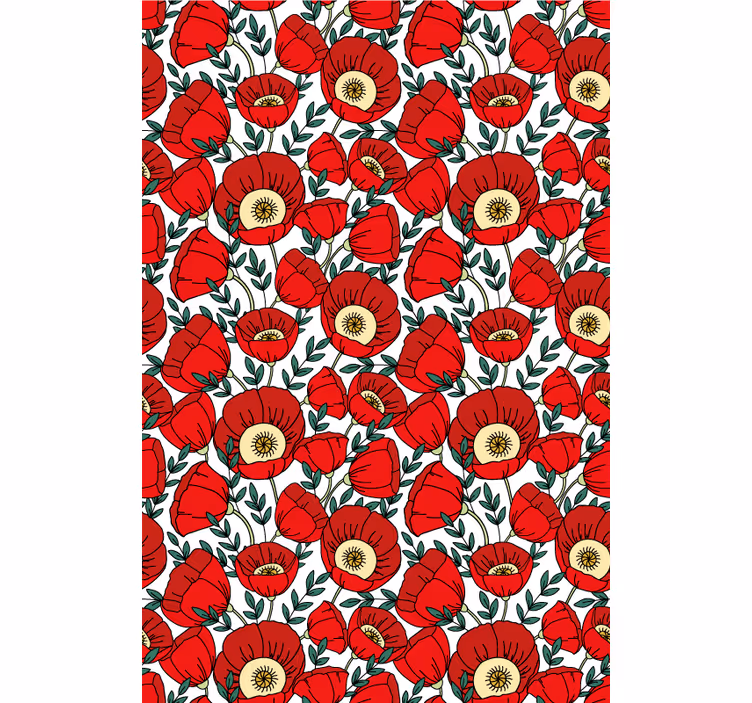 Red puppies pattern blind flowers and plants - TenStickers