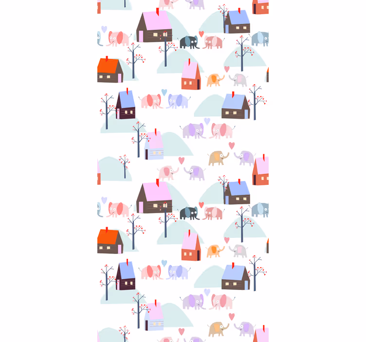 Animals and buildings sketch Modern blind - TenStickers
