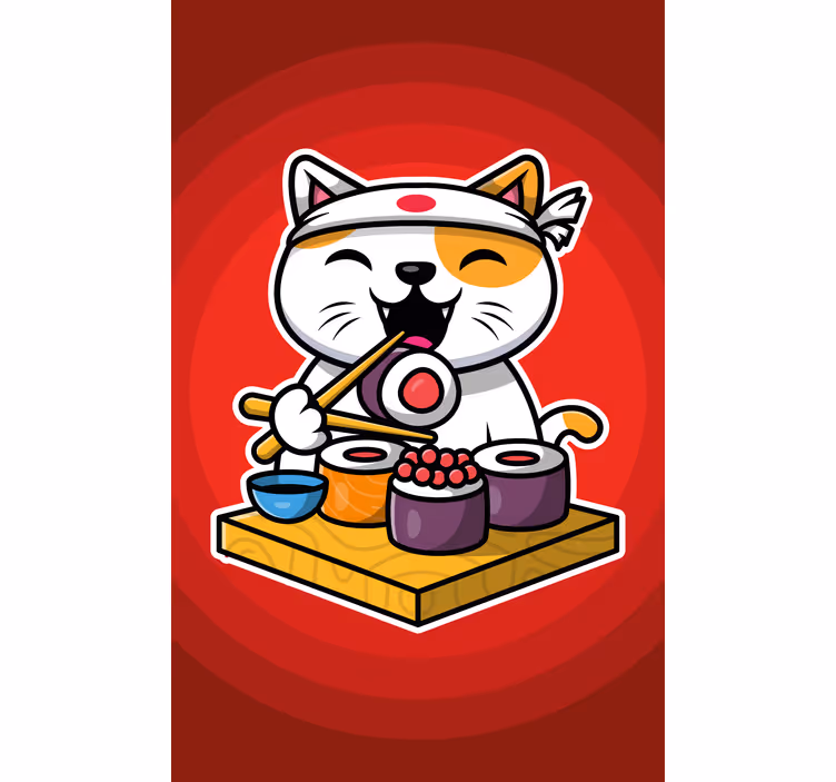 Happy Cat Sushi animals blind - TenStickers