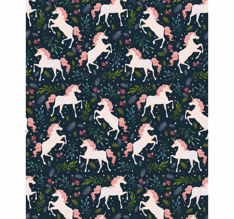 Unicorn pattern with leaves Childrens blind - TenStickers