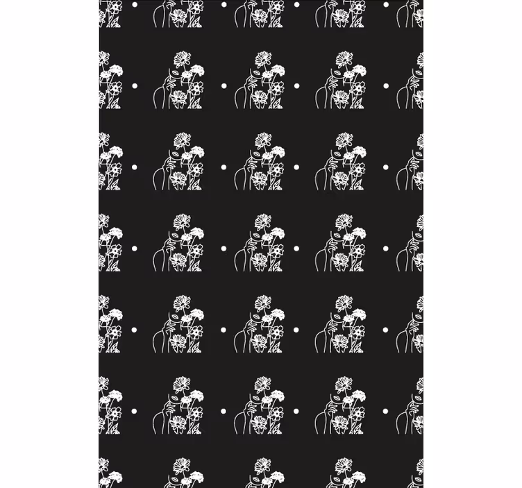 Black and White Silhouette floral roller blind - TenStickers