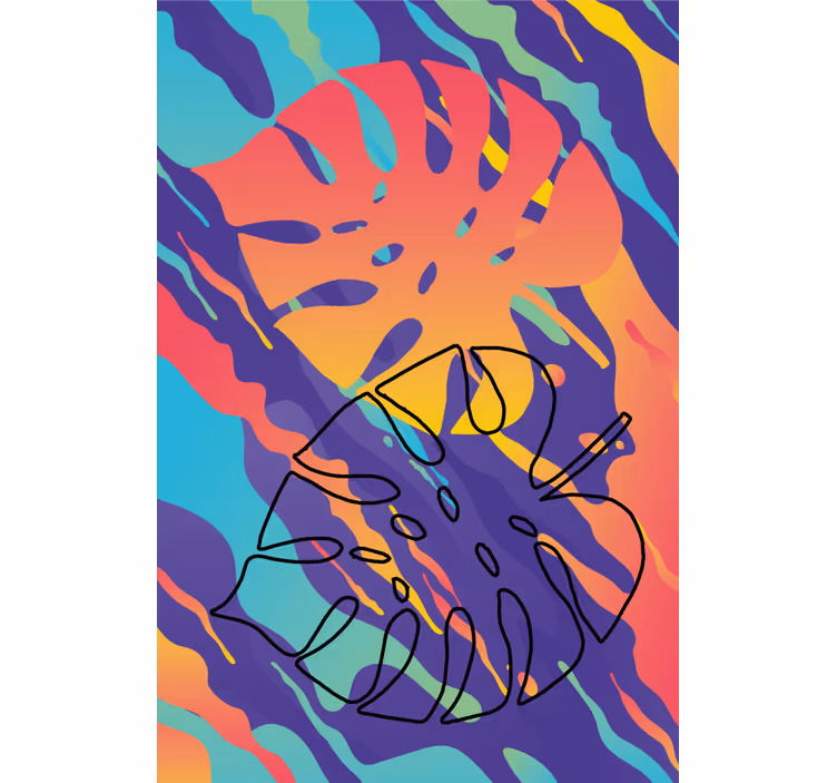 Colorful leaf abstract art Blind painting - TenStickers