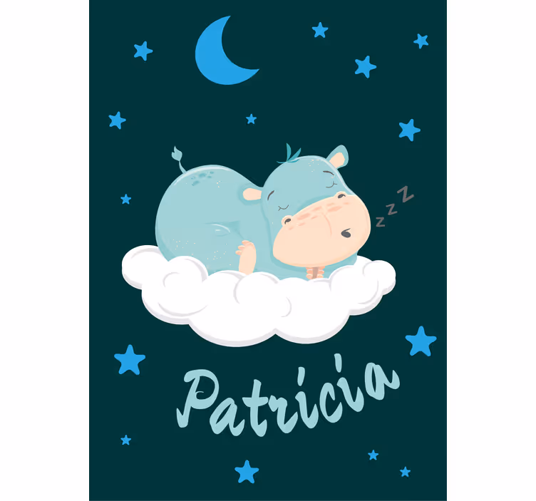 Hippo blue stars Custom printed window shade - TenStickers