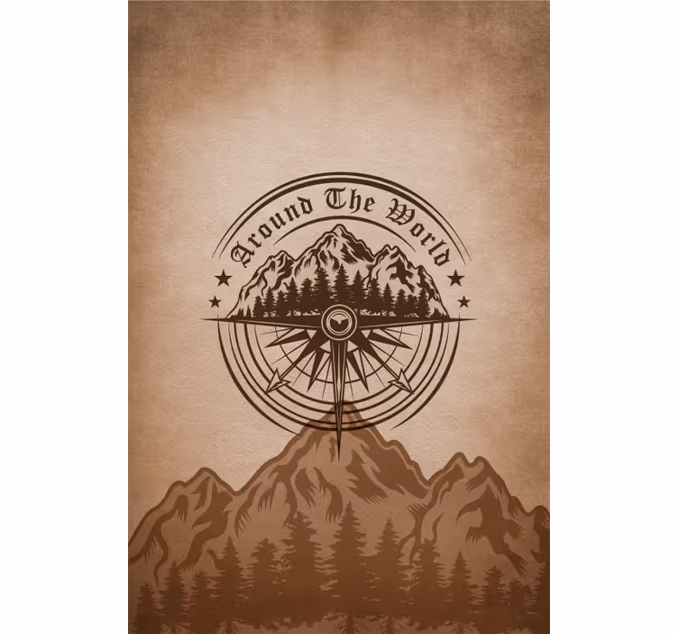 Mountain compass design living room blind - TenStickers