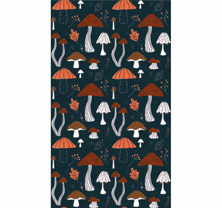 Mushroom Motif Art blind flowers and plants - TenStickers