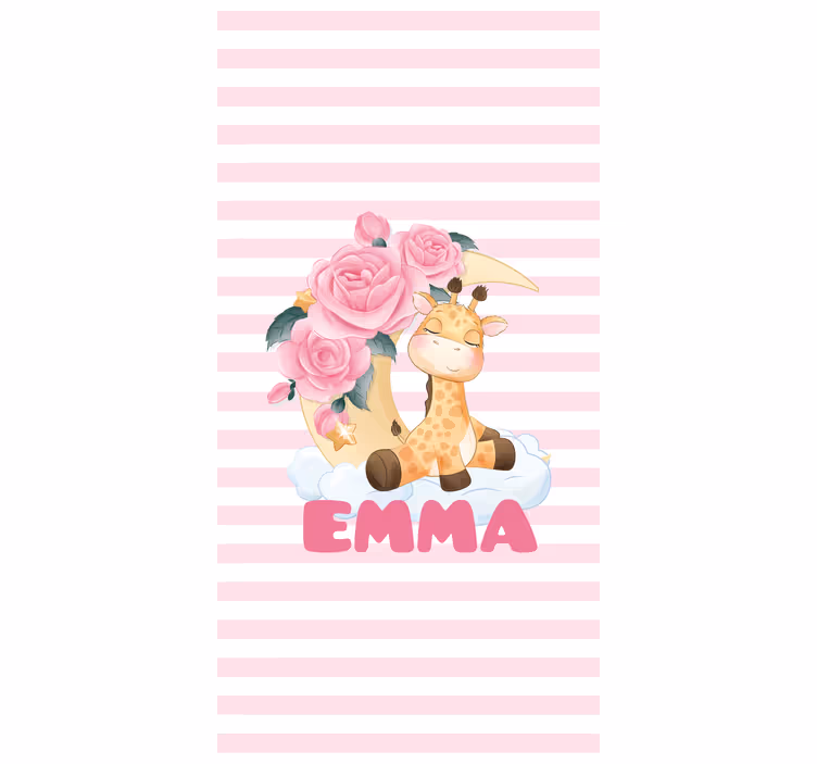Giraffe with Roses customised roller blind - TenStickers