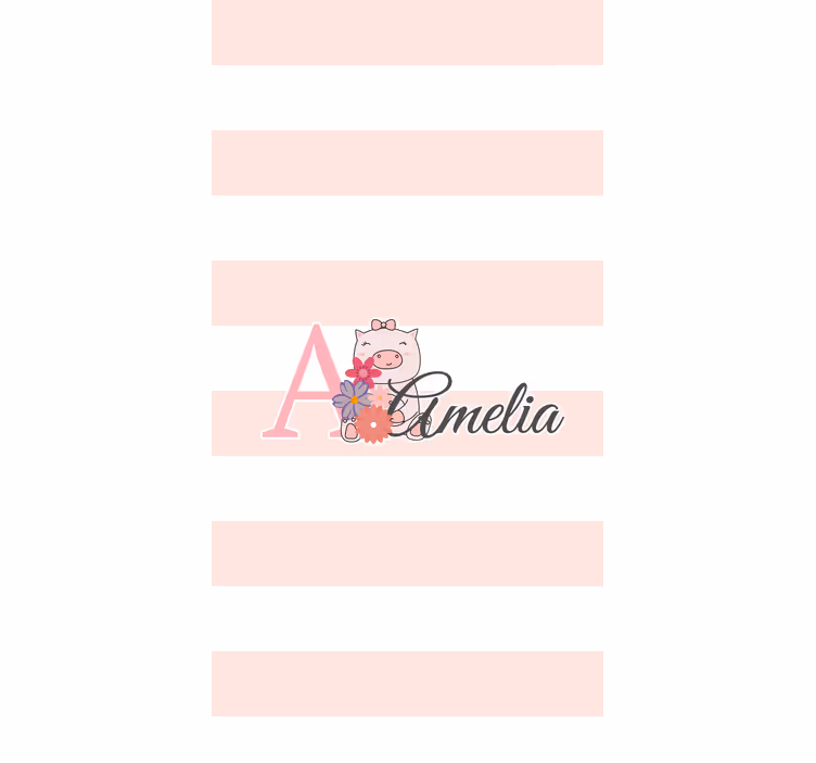 Charming piglet with name nursery roller blind - TenStickers