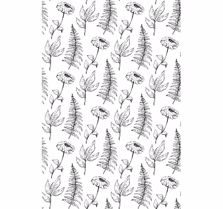 Floral black and white design blind flowers and plants - TenStickers
