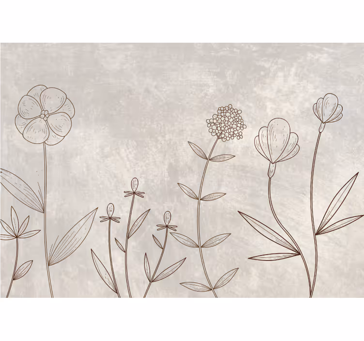 Gray floral sketch pattern living room blind - TenStickers