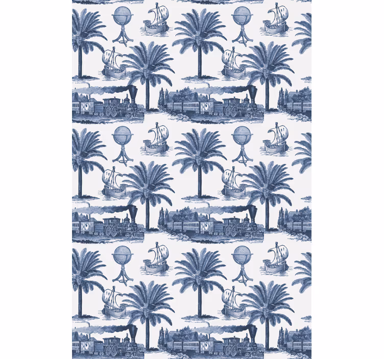 Blue palm scene retro roller blind - TenStickers