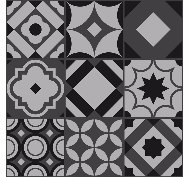 black tiles Kitchen blind - TenStickers