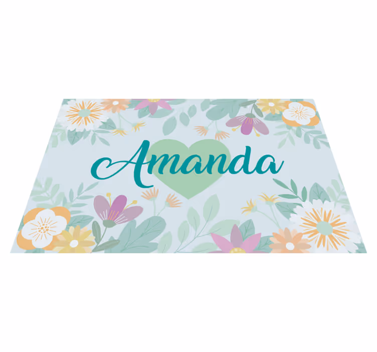 Personalised placemats flower heart amanda - TenStickers