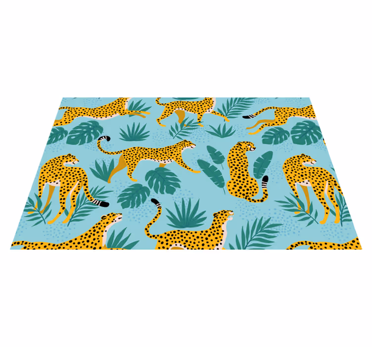 Original placemats with leopard patterns and green leaves - TenStickers