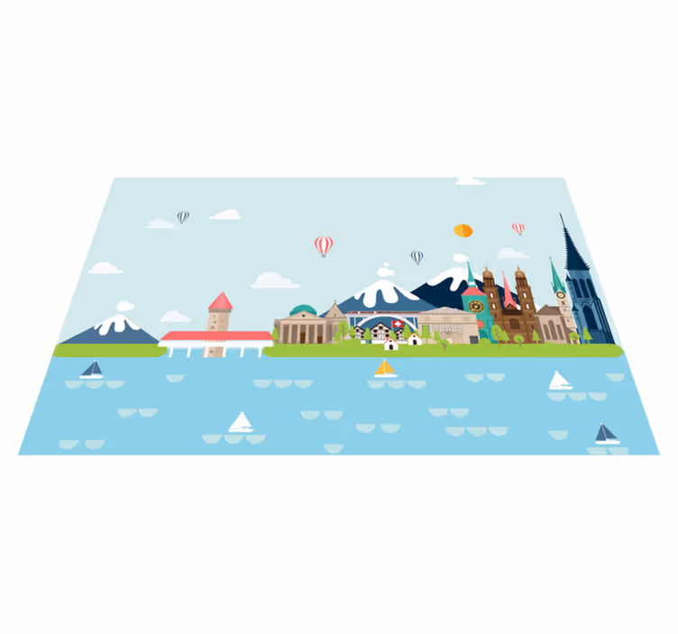 Original placemats colorful cityscape design - TenStickers
