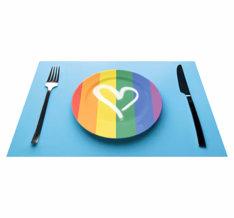 Original placemats rainbow heart plate - TenStickers