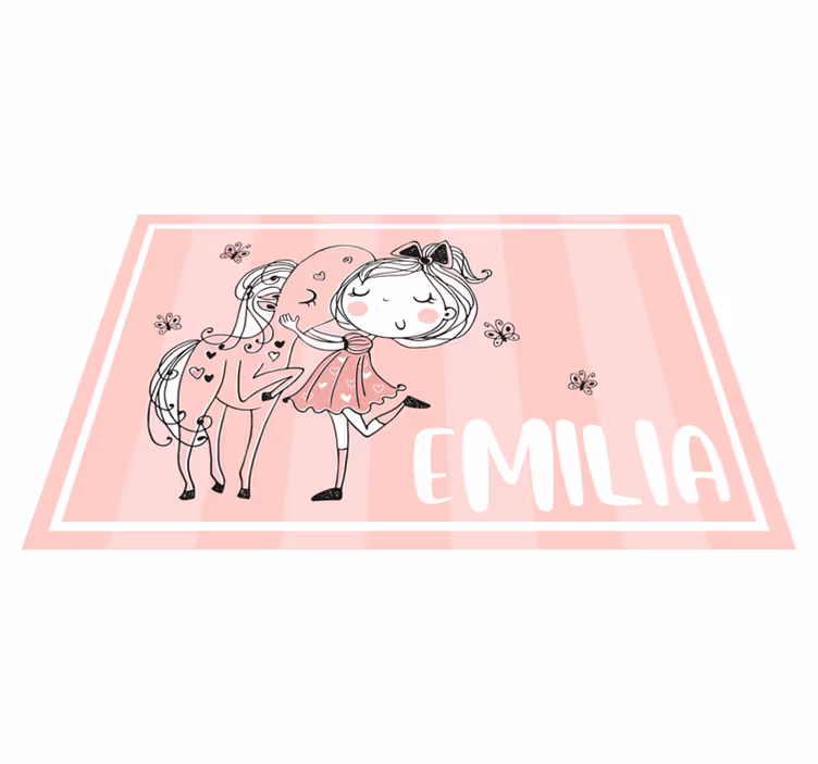 Children placemats charming girl horse - TenStickers