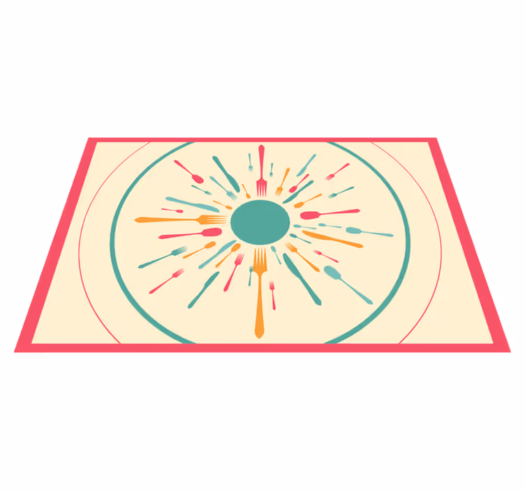 Modern placemats colorful cutlery explosion - TenStickers