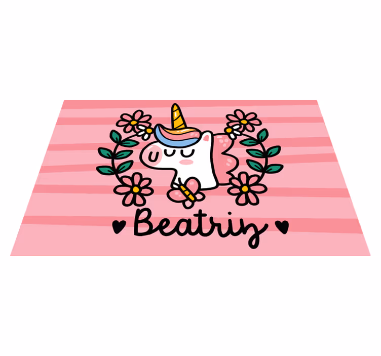 Children placemats whimsical unicorn with flowers - TenStickers