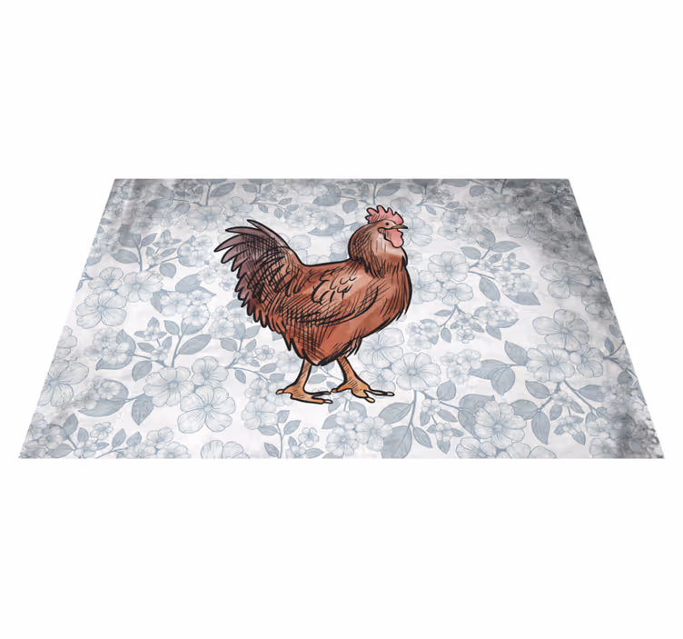 Typical rooster with white flowers placemats - TenStickers