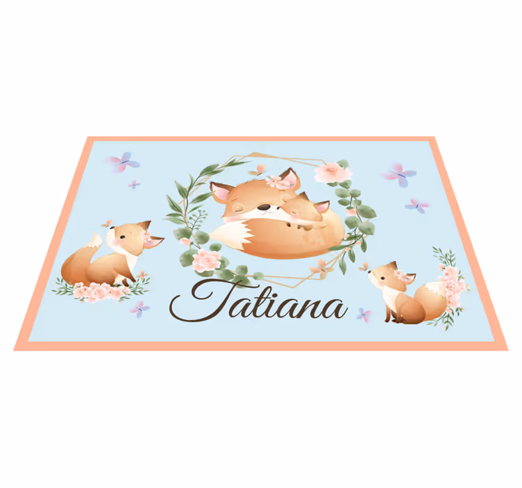 Children placemats cute fox family - TenStickers