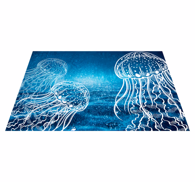 Blue and white jellyfish sea creature  placemat - TenStickers