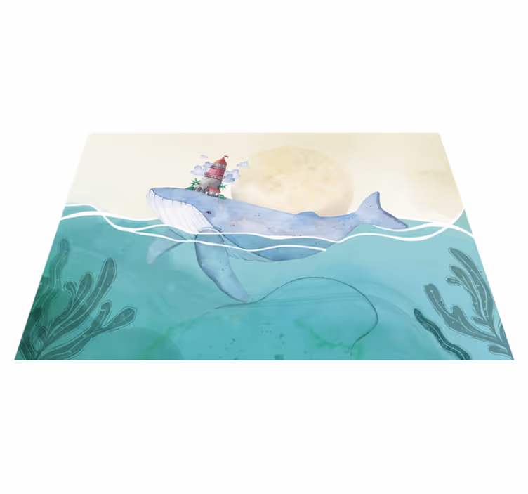 Children placemats whale with lighthouse - TenStickers