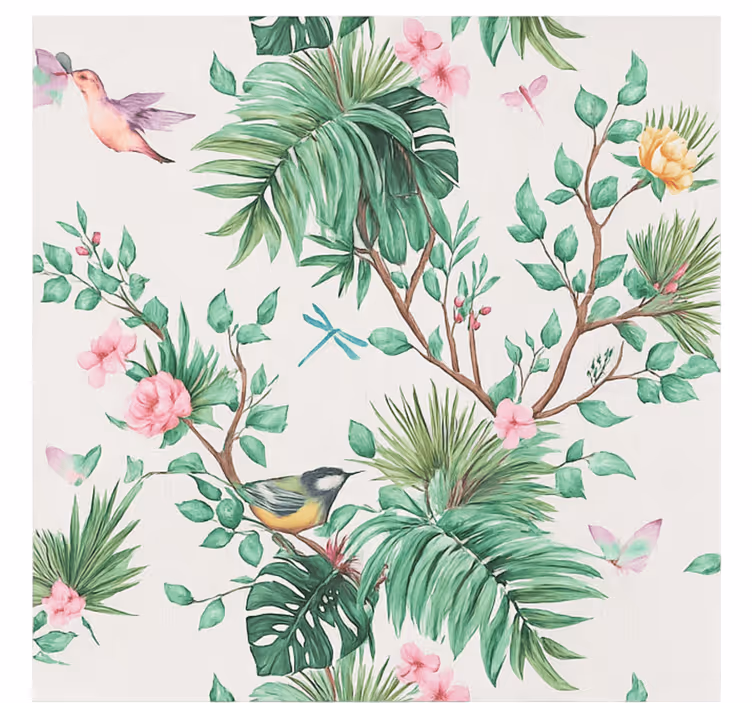 Tropical garden design living room wall mural - TenStickers