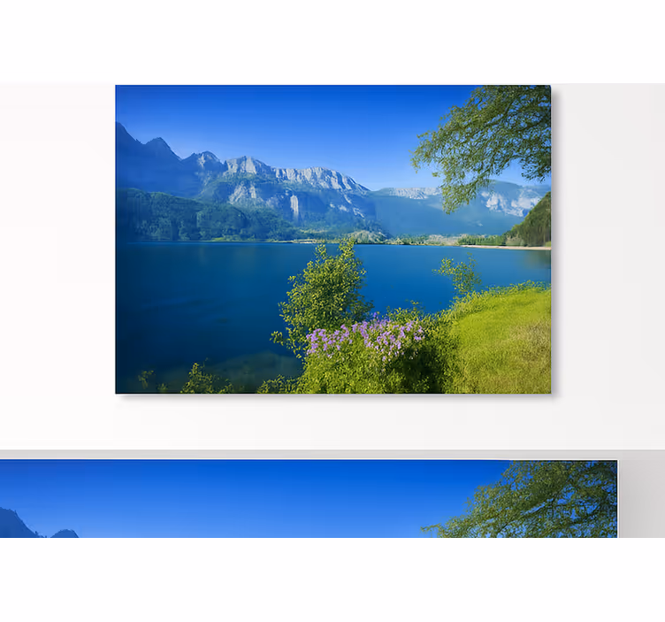 Tranquil Mountain Lake wall mural mountain - TenStickers