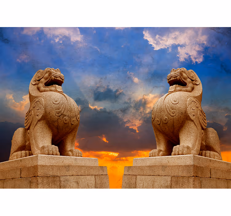 Superb stone lion wall mural - TenStickers