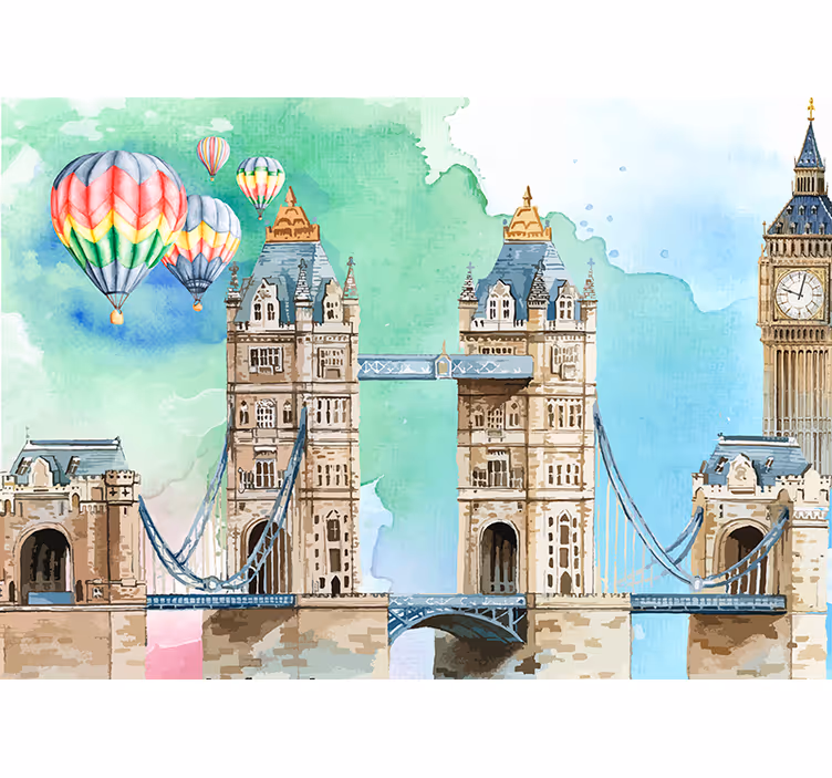 Balloon over Tower Bridge London wall Murals - TenStickers