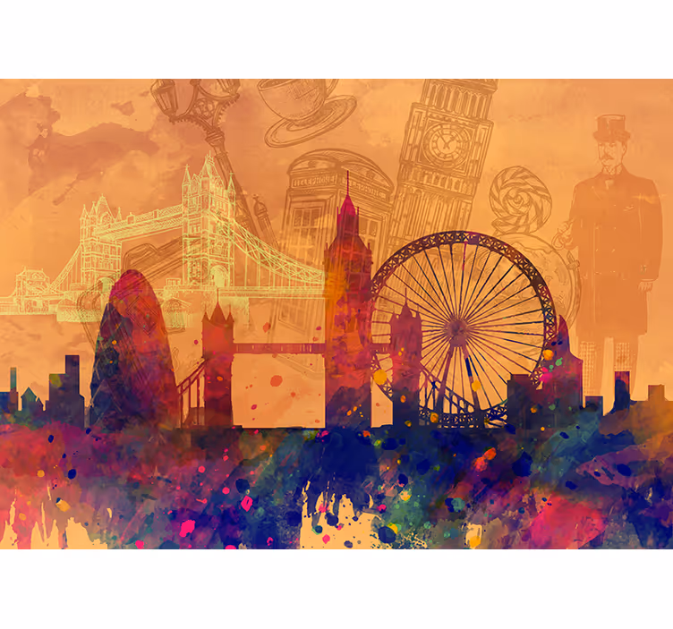 abstract skyline London City wall mural - TenStickers