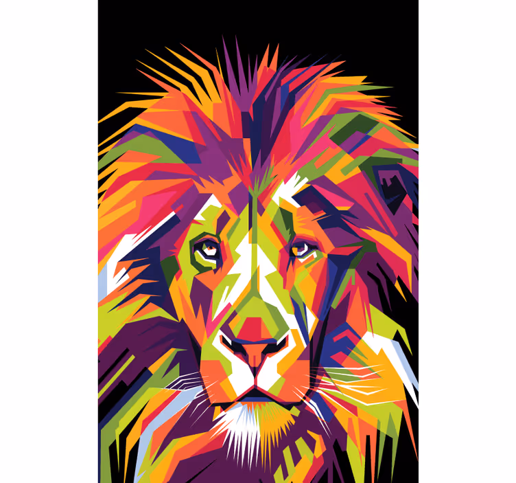 African wall mural colorful lion - TenStickers