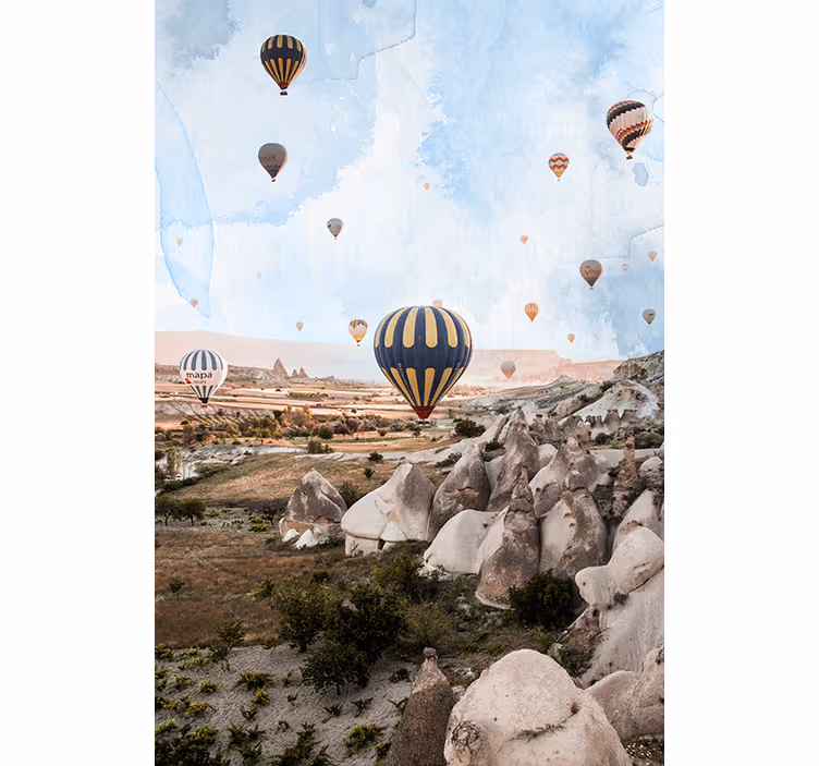 Desert wall mural cappadocia hot air balloons - TenStickers