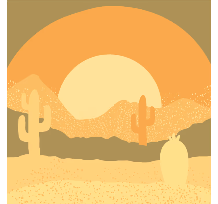 Desert wall mural desert sunset and cactus silhouette - TenStickers