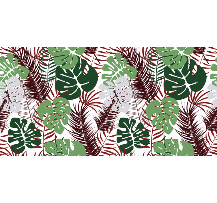 Jungle wall mural monstera leaves with red stems - TenStickers