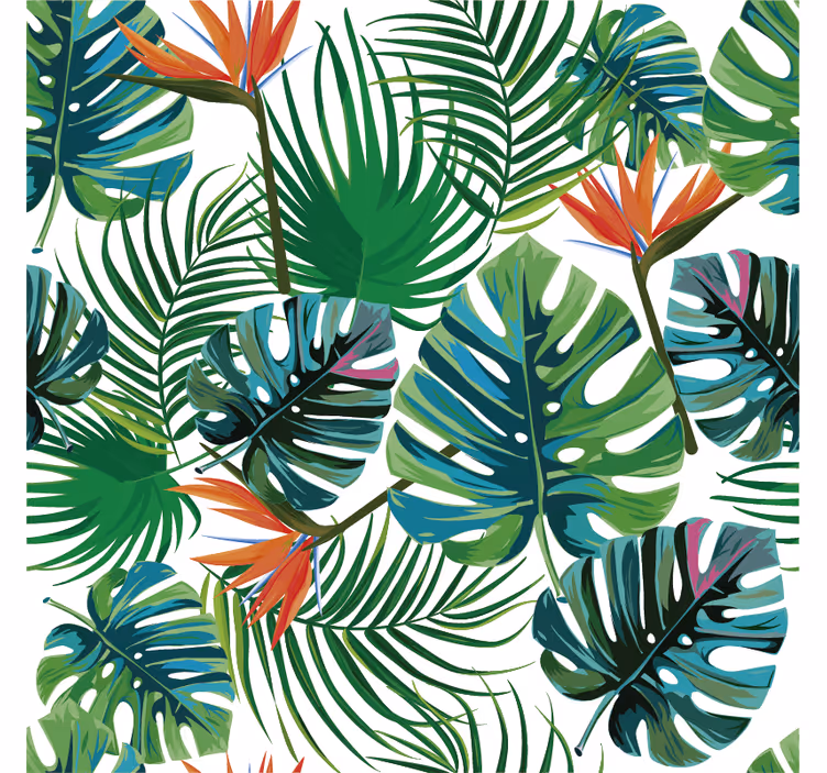 Jungle wall mural with tropical patterns - TenStickers