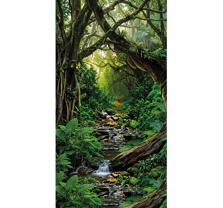 Jungle wall mural tropical forest retreat - TenStickers