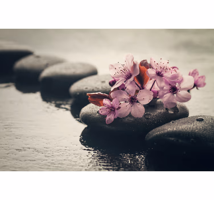 Zen flowers wall mural bathroom - TenStickers