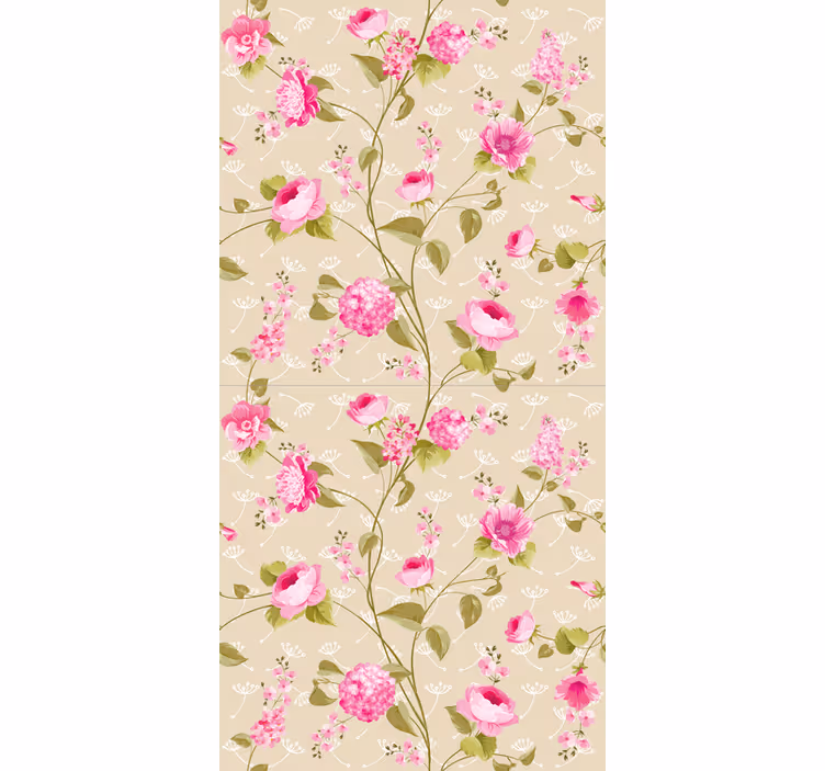 Wall mural bathroom vintage floral print - TenStickers